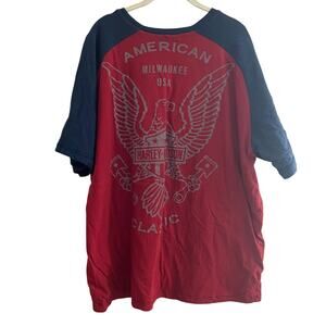 Harley Davidson Milwaukee Reversible Tshirt Red Blue Gray And Blue Size XL